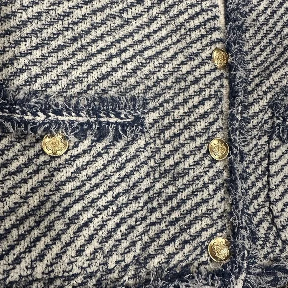 J.Crew Collection Textured Cotton Lady Jacket | NWT | M | Navy White | Fringe - Picture 7 of 15